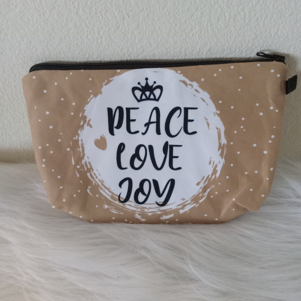 Cosmetics Bag - "Peace, Love, Joy"